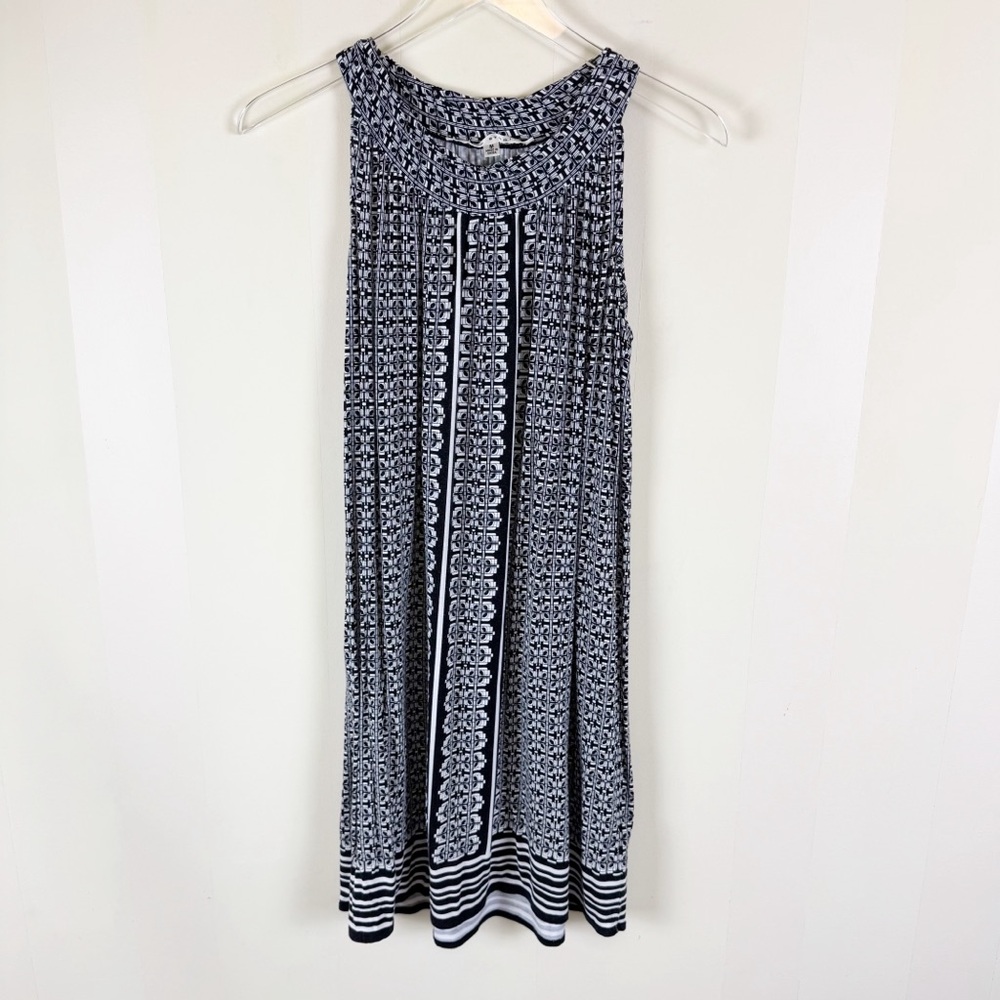 Max Studio Sleeveless Black White Geometric Print Dress Size Medium